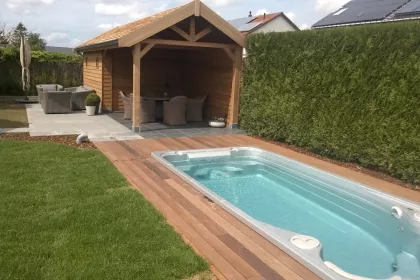 Bigger view of Swimspa Aquasport 17fX ingebouw in houten terras
