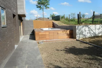 Bigger view of Swimspa tegenstroom opbouw met houten omkasting