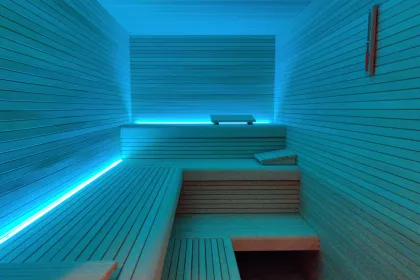 Bigger view of Sauna met Led verlichting in de bank
